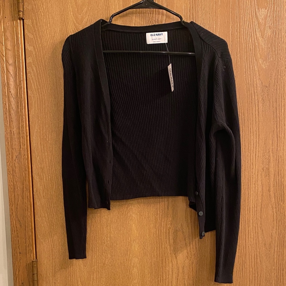 Old Navy Women's Black Ribbed Cardigan Sweater